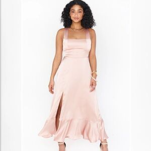 Rose Gold Satin Midi Dress